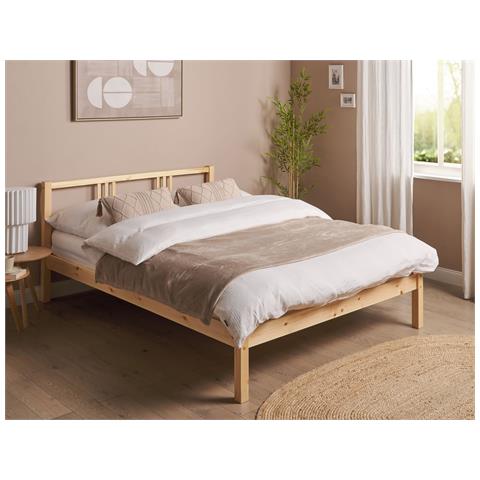 Letto Matrimoniale Legno Chiaro 140 X 200 Cm Vannes - Foto 1