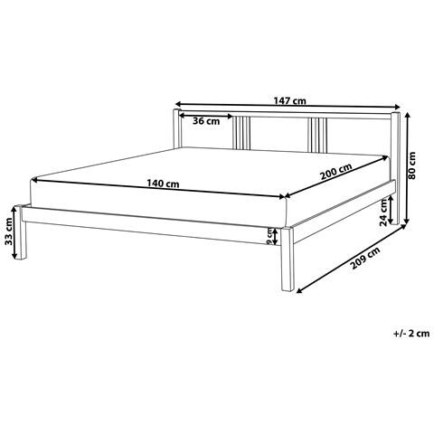 Letto Matrimoniale Legno Chiaro 140 X 200 Cm Vannes - Foto 8