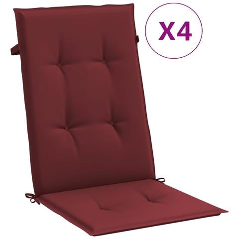 Cuscini Sedia Schiena Alta 4 Rosso Vino Mélange 120x50x4 Cm - Foto 2