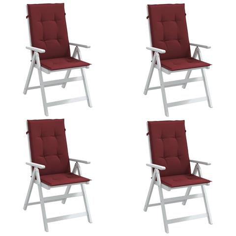 Cuscini Sedia Schiena Alta 4 Rosso Vino Mélange 120x50x4 Cm - Foto 1