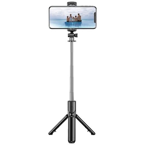 S3 2in1 Selfie Stick & Video Web Call Tripod Stand Extended Till 68cm & Shutter Button Black - Foto 1