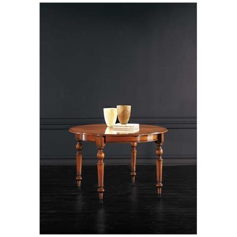 Tavolo Rotondo Classico Allungabile Tornito Legno Bassano 120x120x80 - Foto 1
