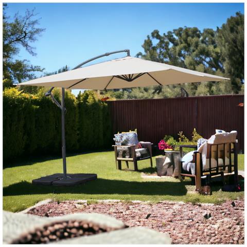 Ombrellone A Braccio Laterale 3x3 Mt In Alluminio Inclinazione Regolabile Beige - Foto 6