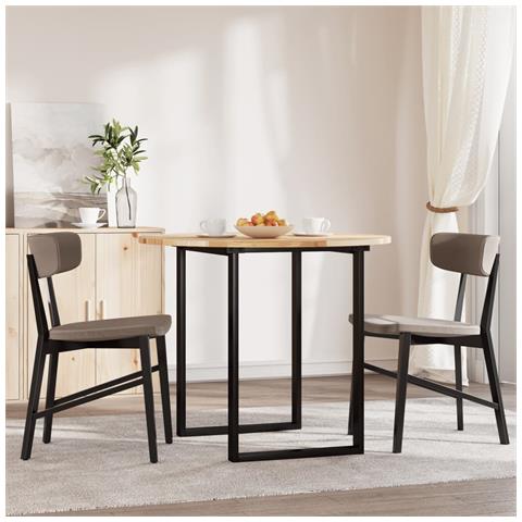 Piano Tavolo Rotondo 90x2 Cm In Legno Massello Di Acacia - Foto 3