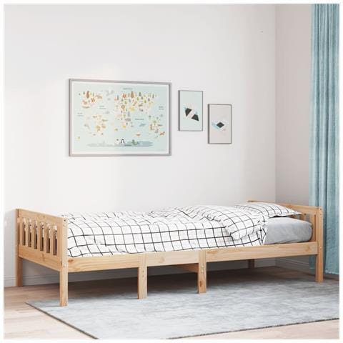 Letto Per Bambini Senza Materasso 90x200 Cm Legno Massello Pino - Foto 1