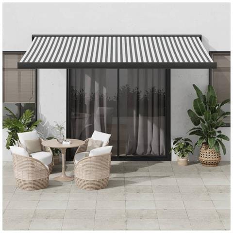 Tenda Retrattile Antracite E Bianca 4,5x3 M Tessuto E Alluminio - Foto 1