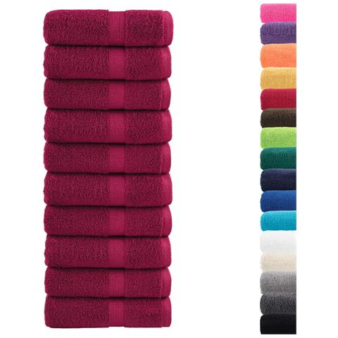 Asciugamani Ospiti SOLUND 10 pz Bordeaux 30x50 cm 600gsm - Foto 2