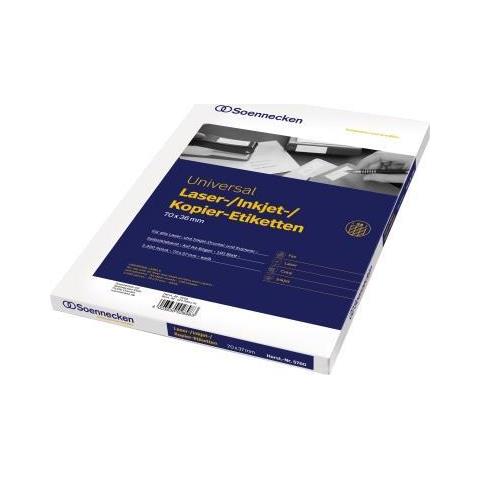 Etichette Universali 70x37mm 2400 Pezzi /conf. - Bianco - Rettangolo - Permanente - Carta - Laser /inkjet - 70 - Foto 1