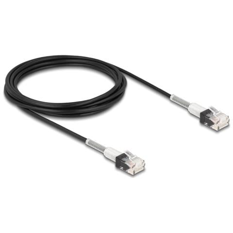 Cavo di rete RJ45 con protezione a doppia curvatura Cat. 6A UTP Slim da 3 m nero - Foto 1