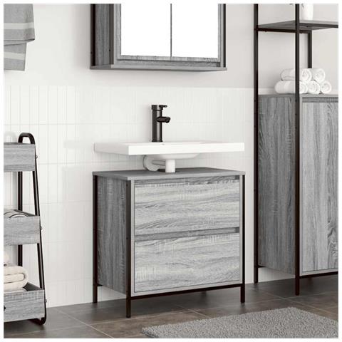 Mobile Lavabo da Bagno con Cassetti Grigio Sonoma 60x34,5x60 cm - Foto 1
