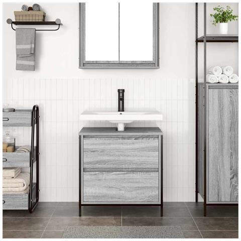 Mobile Lavabo da Bagno con Cassetti Grigio Sonoma 60x34,5x60 cm - Foto 2