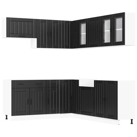 Set Mobili Da Cucina 11 Pz Lucca Neri Legno Multistrato - Foto 2