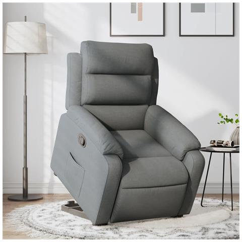 Poltrona Alzapersona Reclinabile Grigio Scuro In Tessuto - Foto 1