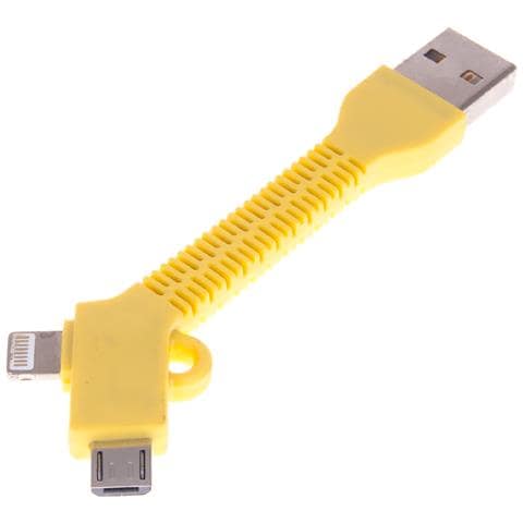 Connettore 2 In 1 Semirigido Ip5/6 E Micro Usb 8x2 Cm. Colore Giallo - Foto 1