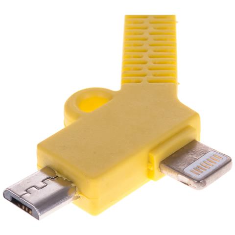 Connettore 2 In 1 Semirigido Ip5/6 E Micro Usb 8x2 Cm. Colore Giallo - Foto 2