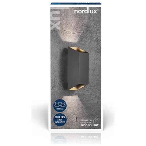 Nico Square 22 Lampada Da Parete In Alluminio 70w Ip54, Nero - Foto 2