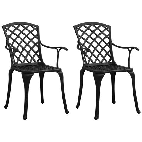 Sedie Da Giardino 2 Pz In Alluminio Pressofuso Nero - Foto 2