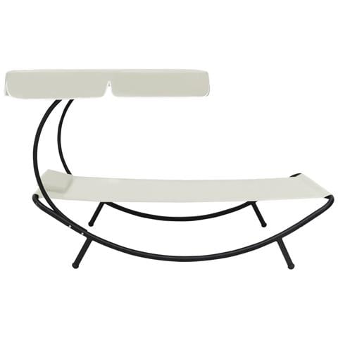 Lettino Da Esterno Con Baldacchino E Cuscino Bianco Crema - Foto 1