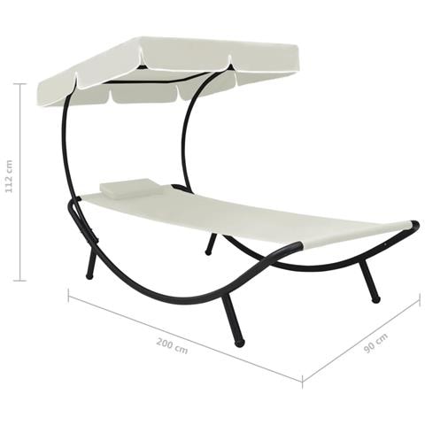 Lettino Da Esterno Con Baldacchino E Cuscino Bianco Crema - Foto 7