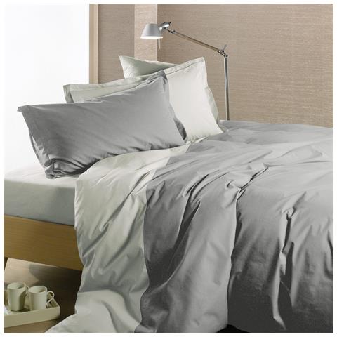 Completo Copripiumino Bicolor In Cotone Colore Grigio Misura Singolo - Foto 1