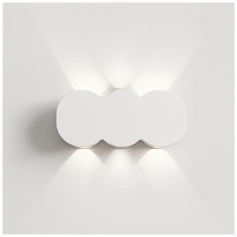 Applique Da Muro 6 Led Lampada A Parete Bianca Con Luce Bianco Freddo 15x8x3cm - Foto 2