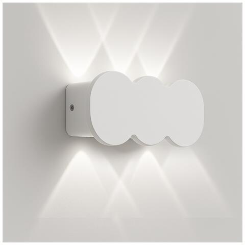 Applique Da Muro 6 Led Lampada A Parete Bianca Con Luce Bianco Freddo 15x8x3cm - Foto 1