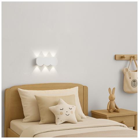Applique Da Muro 6 Led Lampada A Parete Bianca Con Luce Bianco Freddo 15x8x3cm - Foto 4