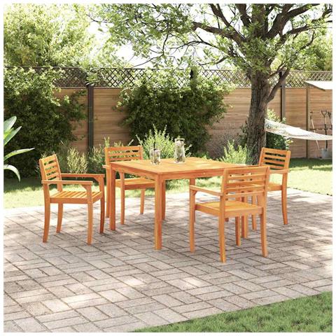 Set da giardino da pranzo 5 pezzi in legno massello di acacia - Foto 2
