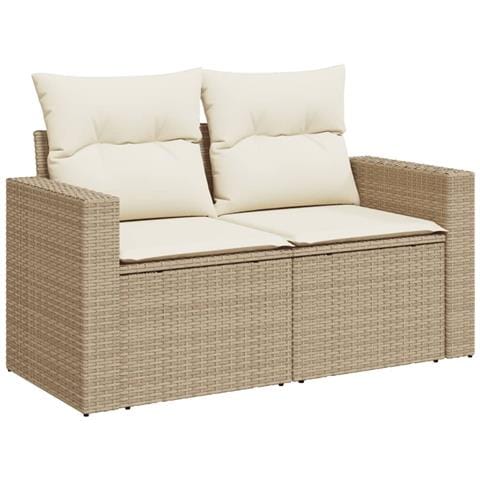 Divano da Giardino con Cuscini a 2 Posti Beige in Polyrattan - Foto 1