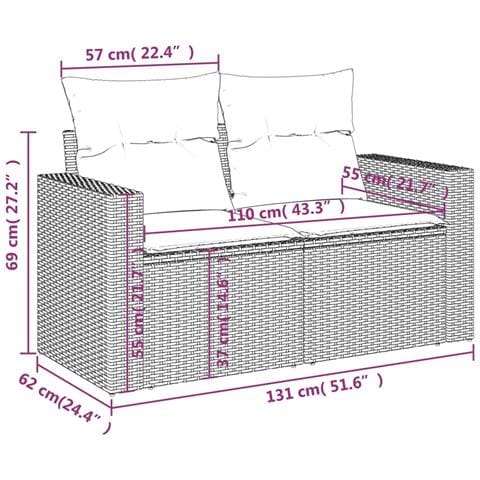 Divano da Giardino con Cuscini a 2 Posti Beige in Polyrattan - Foto 9