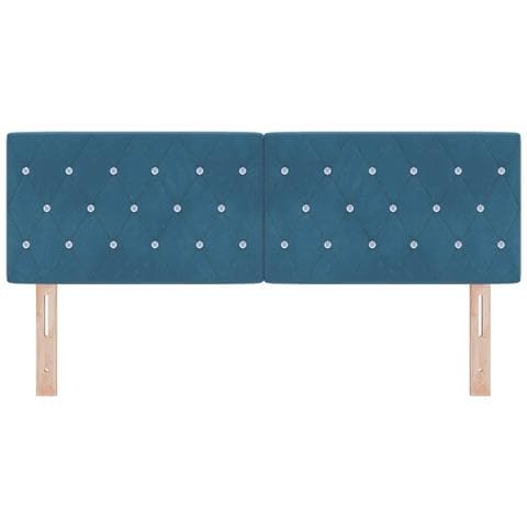Testiera con bottoni in cristallo, tufted, blu scuro, 160 cm, velluto - Foto 2