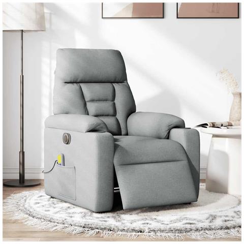 Poltrona Reclinabile Massaggio Elettrica Grigio Chiaro Tessuto - Foto 2