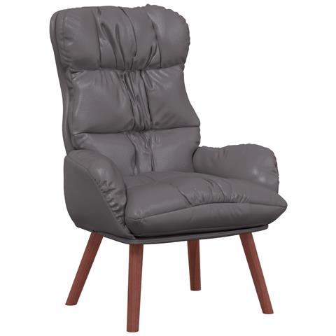 Poltrona Rilassante Grigia in Pelle Sintetica - Foto 1