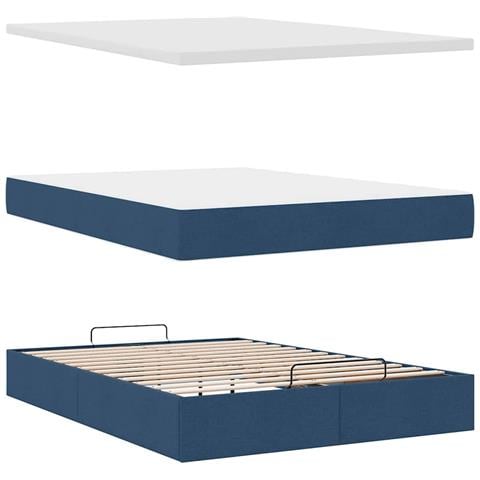 Pouf Letto con Materasso e LED Blu 140x190 cm - Foto 9