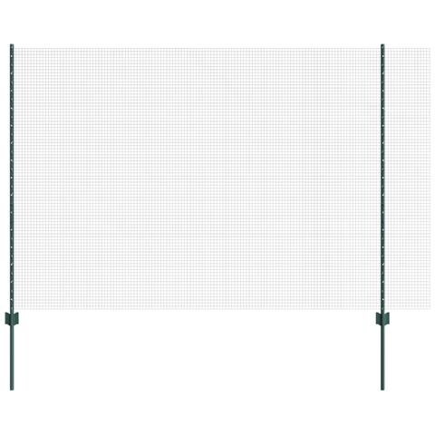 Recinzione in filo saldato con 11 pali a U Verde 1.5x25 m Acciaio - Foto 1