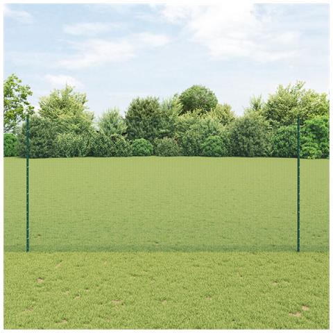 Recinzione in filo saldato con 11 pali a U Verde 1.5x25 m Acciaio - Foto 2