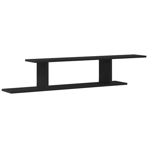 Mensola TV da parete  nera in rovere 125x18x23 cm in legno ingegnerizzato - Foto 1
