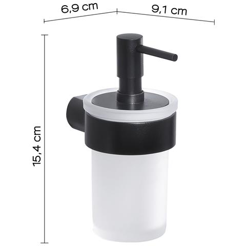 Dosasapone Con Erogatore In Plastica Da Muro In Ottone E Cromall Pi81 Gedy Serie Pirenei Nero Opaco - Foto 2