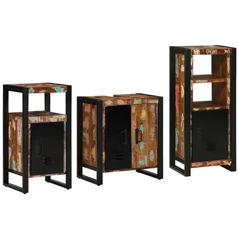 Set di mobili per il bagno 3 pcs Legno massello riciclato - Foto 1