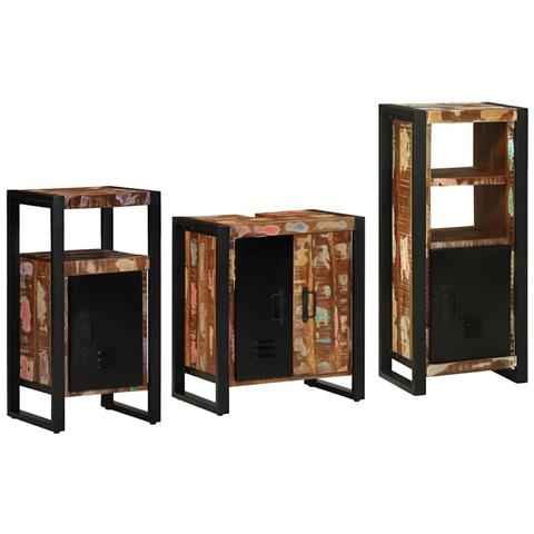 Set di mobili per il bagno 3 pcs Legno massello riciclato - Foto 2