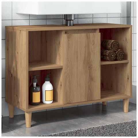 Mobile da Bagno Rovere Artigianale 80x33x60cm Legno Multistrato - Foto 2