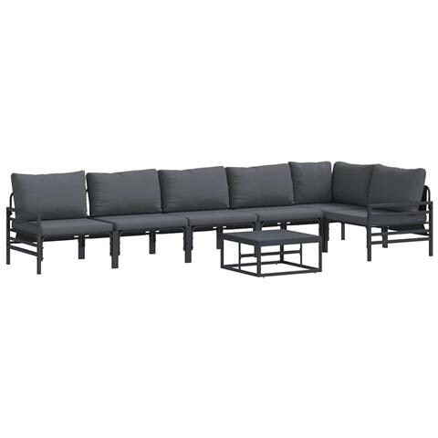 Set Divano da Giardino 7 pcs Antracite Acciaio - Foto 1