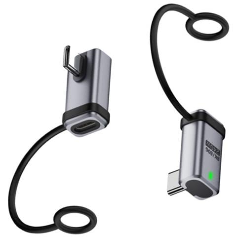 Adattatore Angolato Usb-c Femmina A Usb-c Maschio 240w 120gbps Con Cordino (2 Pezzi) Silver - Foto 1