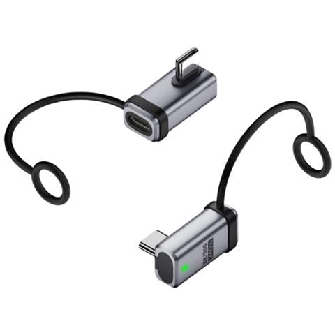 Adattatore Angolato Usb-c Femmina A Usb-c Maschio 240w 120gbps Con Cordino (2 Pezzi) Silver - Foto 2