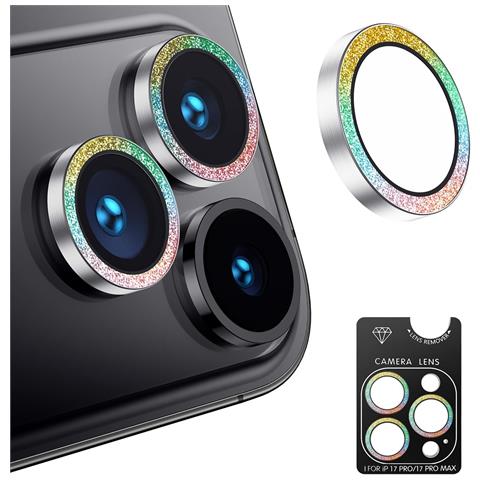 Protezione Obiettivo Fotocamera Glitterata Scintillante Compatibile Con Iphone 17 Pro/17 Pro Max - Hd, Antigraffio - Foto 1