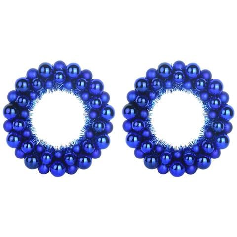 Corone di Palline di Natale 2 pcs Blu 33 x 33 x 7 cm - Foto 1