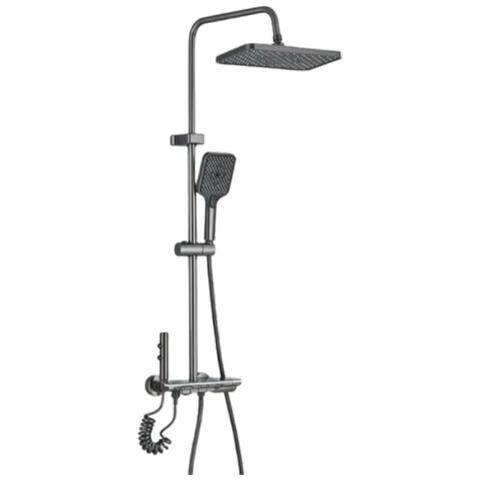 Colonna doccia, Blackswan, tipo M278, modello grigio antracite, 4 vie, display LCD, soffione a pressione e tubo nascosto, misura 111 cm - Foto 1