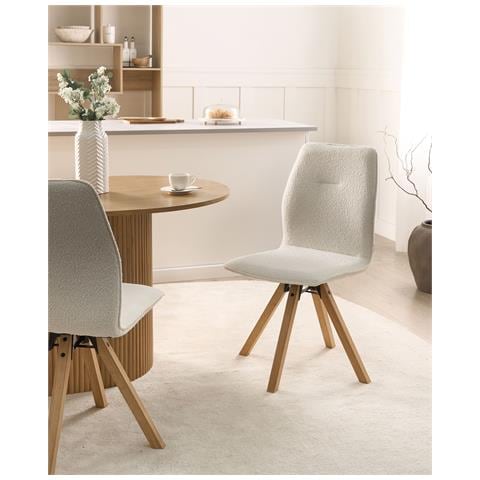 Set Di 2 Sedie Da Pranzo Alkali Bouclé Bianco Sporco - Foto 1