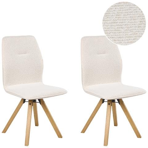 Set Di 2 Sedie Da Pranzo Alkali Bouclé Bianco Sporco - Foto 2