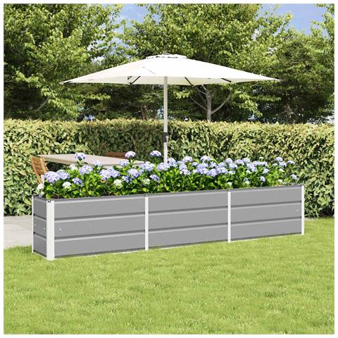 Fioriera Grigio chiaro 240 x 40 x 45 cm Acciaio - Foto 2